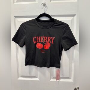 MICAS Black Cherry Graphic Crop Top